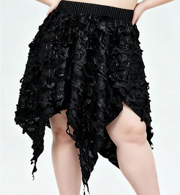 Barbed Wire' Gothic Skirt With Distressed Hemline