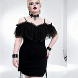 Malady' Gothic Sling Dress/Blouse With Bardot Neckline