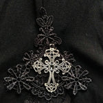 Gothic Women Cross Decoration Knit Lace Bell Bottoms Pants