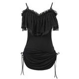 Malady' Gothic Sling Dress/Blouse With Bardot Neckline