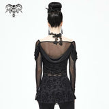 Shadow Song' Gothic Mesh Top With Boat Neckline
