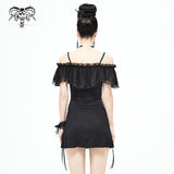 Malady' Gothic Sling Dress/Blouse With Bardot Neckline