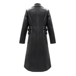 Military Uniform Symmetrical Men Long Leather Coat