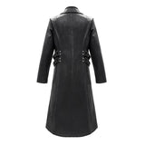 Military Uniform Symmetrical Men Long Leather Coat