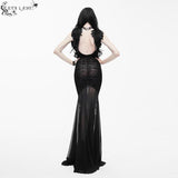 Party Darkness Floral Pattern Floor Length Sexy Women Lace Fishtail Dress