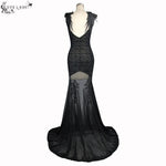 Party Darkness Floral Pattern Floor Length Sexy Women Lace Fishtail Dress