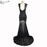 Party Darkness Floral Pattern Floor Length Sexy Women Lace Fishtail Dress