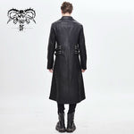 Military Uniform Symmetrical Men Long Leather Coat