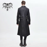 Military Uniform Symmetrical Men Long Leather Coat