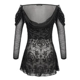 Shadow Song' Gothic Mesh Top With Boat Neckline
