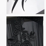 Party Darkness Floral Pattern Floor Length Sexy Women Lace Fishtail Dress