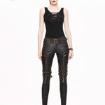 Sping False Boots High Waist Black And Silver Women Hand Rubbed Leather Trousers µ丱±¾