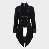 Western Fashion Gothic Embroidered Collar Black Men Velveteen Tuxedo