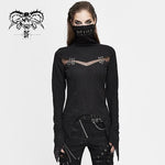 Punk Black Turtleneck Dark Pattern Winter Long Sleeves Sexy Women T Shirts