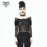 Shadow Song' Gothic Mesh Top With Boat Neckline