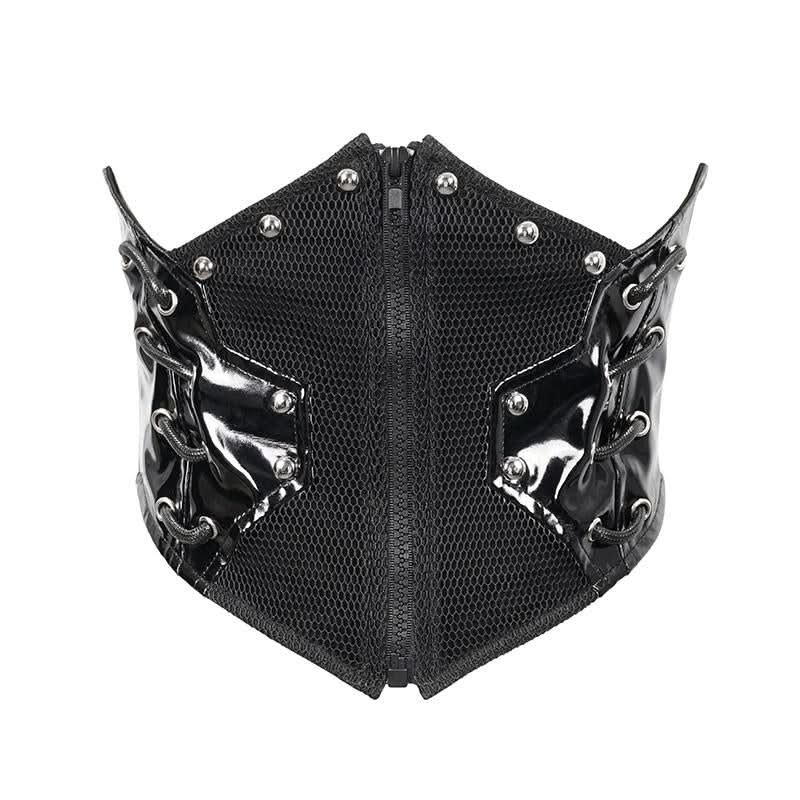 Cyberpunk Bright Leather Women Lace Up Mesh Belts