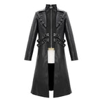 Military Uniform Symmetrical Men Long Leather Coat