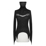 Punk Black Turtleneck Dark Pattern Winter Long Sleeves Sexy Women T Shirts