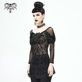 Shadow Song' Gothic Mesh Top With Boat Neckline