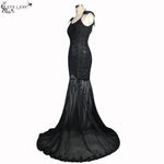 Party Darkness Floral Pattern Floor Length Sexy Women Lace Fishtail Dress