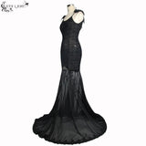Party Darkness Floral Pattern Floor Length Sexy Women Lace Fishtail Dress