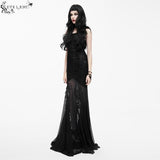 Party Darkness Floral Pattern Floor Length Sexy Women Lace Fishtail Dress
