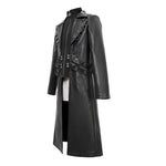 Military Uniform Symmetrical Men Long Leather Coat